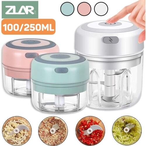 ZLAR Electric Garlic Masher 100/250ml Garlic Press Crusher Mini Wireless Sturdy USB Charging Food Chopper Kitchen Tools Grinder