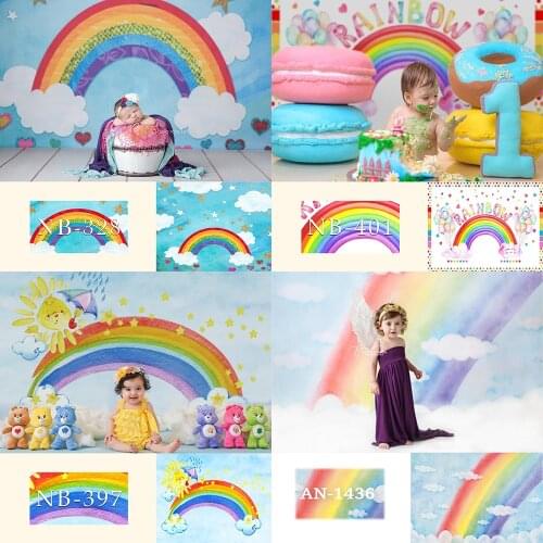 Rainbow Cloud Newborn Baby Kids Background Photography Baby Shower Children 1st Birthday Photo Props Studio Booth Background