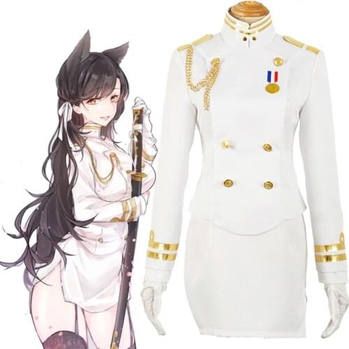 Game Azur Lane Cosplay IJN Takao Costume Women White Ship Uniform IJN Atago Cosplay Battleframe Navy Sexy short skirt Uniform