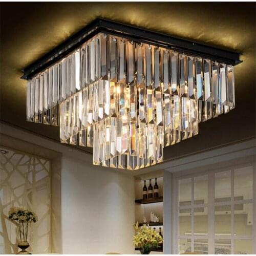Jmmxiuz led living room lamp square crystal lamp ceiling lamp modern minimalist bedroom restaurant atmospheric chandelier