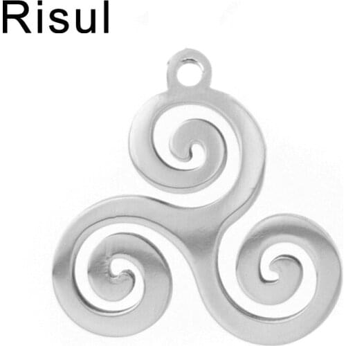 Celtic Triple Spiral Druid Charm Necklace Women Stainless Steel Triskel Inspired Pendant Teen Wolf Necklaces Men Wholesale 10pcs