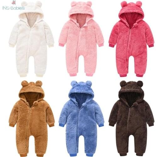 Autumn NewBorn Baby Clothes Spring Baby Girl Romper With Ears hooded Cute Climbing Jumpsuit For Boys 6 Colors Infant With Zipper