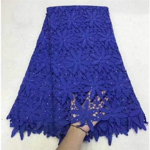 Royal blue 100% Cotton African Lace Fabric High Quality Lace Fabric Embroidery Water soluble Lace In Switzerland For Party Sew