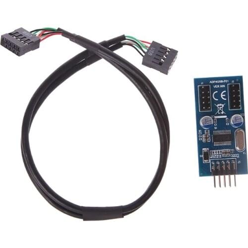 PC Case Internal 9 Pin USB 2.0 To Dual 9 Pin PCB Double Chipset Enhanced Cable