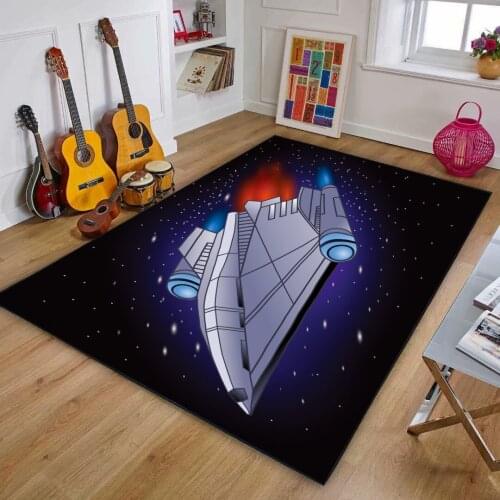 Space Cartoon Spaceship Printing Game Carpet 80x160cm Childrens Bedroom Non-Slip Carpet Gift Mat
