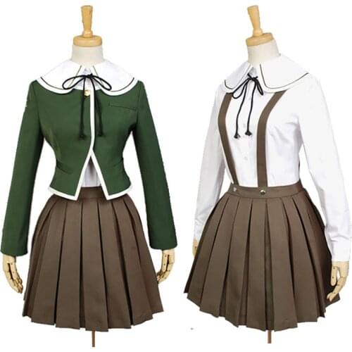 Danganronpa Fujisaki Chihiro Cosplay Costume JK Girls School Uniform Sailor Suit Coat Shirt Dress Outfit Cosplay Wig Drop Ship