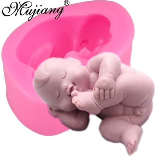 Mujiang 3D Baby Candy Chocolate Silicone Molds Party Fondant Cake Decorating Tools Sugar Paste Resin Clay Soap Candle Moulds