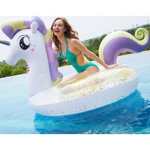 90/120/245 Sequin inflatable Unicorn Pegasus swimming Pool Float Crystal Swimming Ring Boat Circle for Simming tube pool