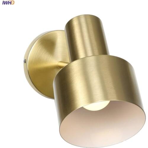 IWHD Nordic Style Gold LED Wall Lamp Beside Bedroom Living Room Stair Plating Metal Modern Wall Light Applique Murale Luminaria