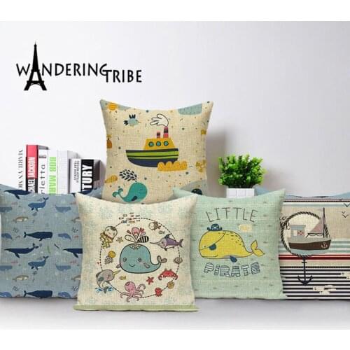 Cartoon Pattern Pillowcase Marine Life Cushions For Sofa Whale Cushion Decorative Bed Chair Car Cute Animals Throw Pillow Cover