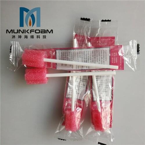 Disposable Children sensory oral massage sponge stick oral care sponge swab foam tip swabstick coarse RED untreated 150PCS