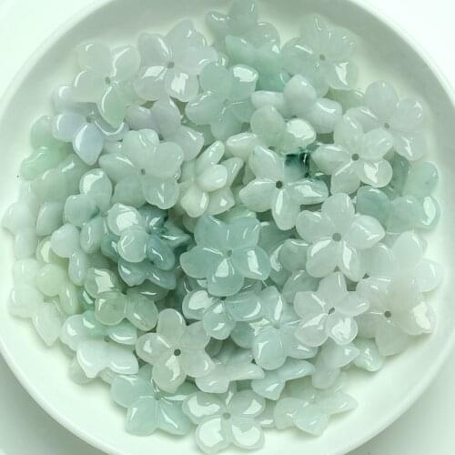 Wholesale 10 pcs DIY accessories jade jewelry accessories and parts of Burma natural jade flower jade hand woven mate