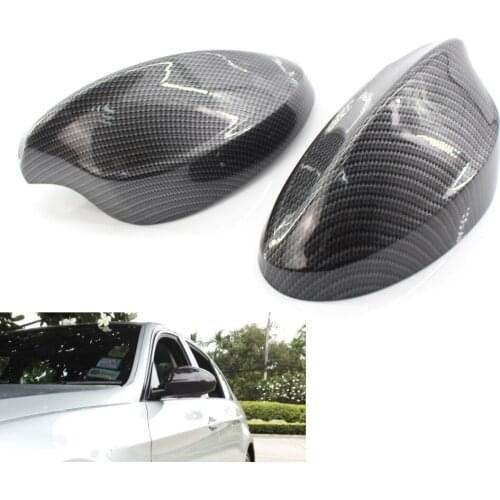 Pair For BMW 3 Series E90 E91 2005-07 Side Mirror Cover Cap Housing Carbon Fiber