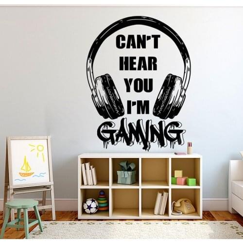 Personalized gaming headset wall sticker music headset mobile phone console video game teen boy room decoration gift vinyl decal