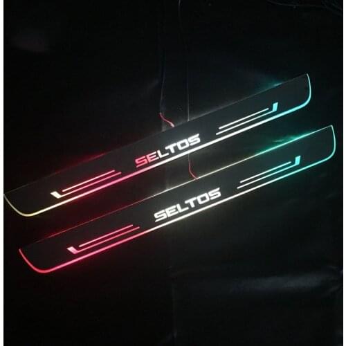 DNO Door Sill Acrylic Pedal Car Light For Kia Seltos 2020 2021 LED Scuff Plate Pathway Dynamic Streamer Welcome Foot Lamp