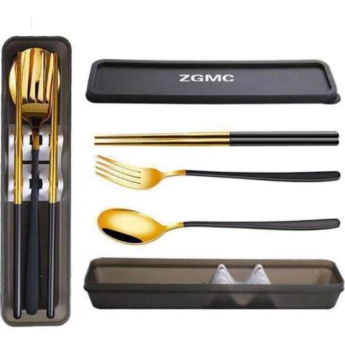Camping Tableware Kitchen Tools Creative 304 Stainless Steel Portable Tableware Fork Spoon Chopsticks Outdoor Tableware Set