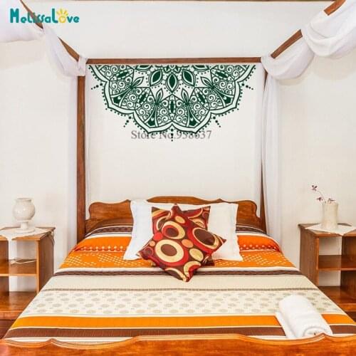 Half Mandala Flower Master Bedroom Decor Headboard Yoga Studio Removable Vinyl Wall Stickers BB881