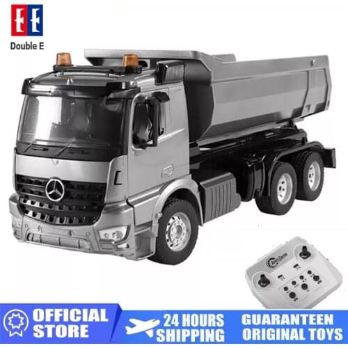 DOUBLE E 1/20 Alloy RC Truck 2.4G Remote Controlled Car Caterpillar Model Dump Trucks Tractor Engineering Cars on Radio Station