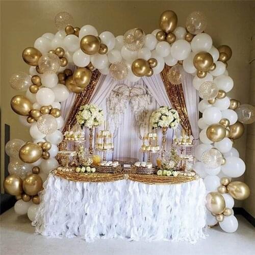 Balloon White Gold Garland Arch Kit Gold Dot Chrome Metallic Latex Ballon Wedding Birthday Party Diy Decor Baby Shower Globo