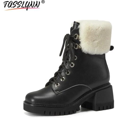 TASSLYNN Platform Boots Gothic Women Boots Designer Brand Luxury Women Shoes 2020 Square Toe Split Leather Motorcycle Boots