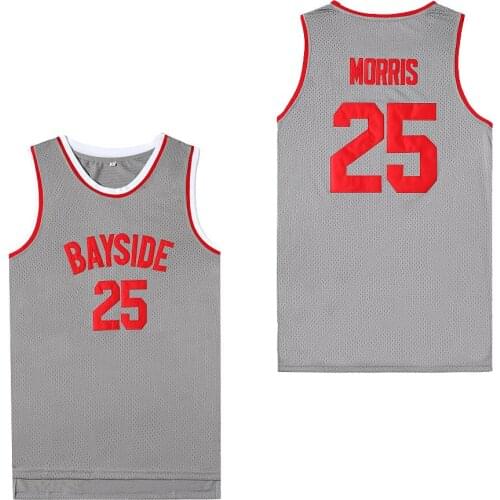 Bg Basketball Jerseys Bayside 25 Morris Jersey Embroidery Sewing Outdoor Sportswear Hip-hop Culture Movie Gray