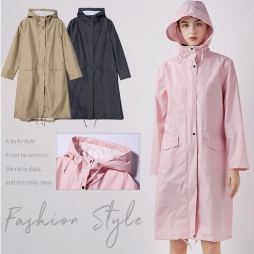 Raincoat Waterproof 210D Polyester Cloth Unisex Rain Jacket Solid Color Quick-Drying Tear-Resistance Hooded Raincoat for Outdoor