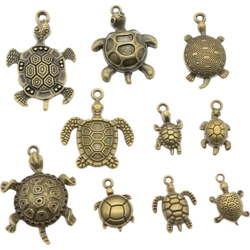 WYSIWYG 40g Antique Bronze Color Zinc Alloy Random Mix Styles Turtle Charms DIY Handmade Craft For Jewelry Making
