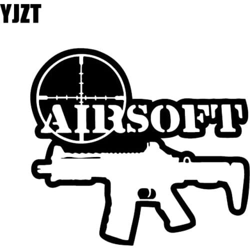 YJZT 15X13.6CM Funny Cartoon AIRSOFT Tactical Gun Vinyl Moto Biker Decal Car Sticker Jdm Black/Silver C26-0108