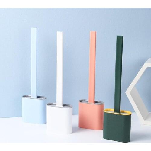 1PC Silicone Toilet Brush Soft Bristle Wall-mounted Bathroom Toilet Brush Holder Set Clean Tool Durable Thermoplastic Rubber