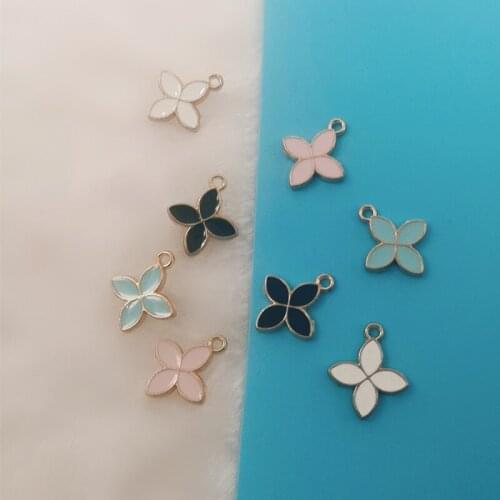 10Pcs18*15mm Lucky Four-leaf Clover Oil Drops Alloy Clover Flower Pendant DIY Decoration Bracelet Earrings Jewelry Accessories