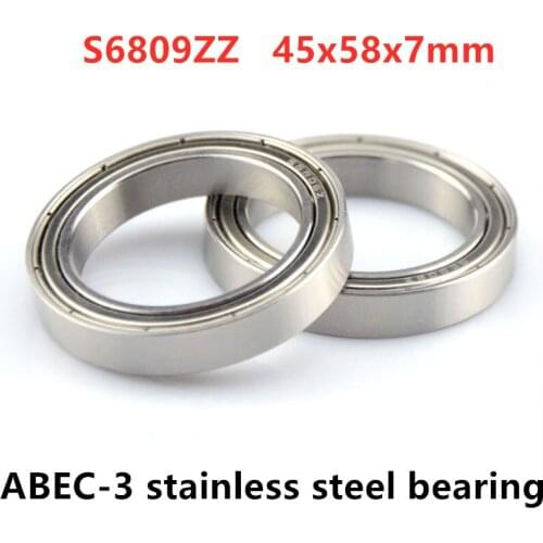 10pcs 440C stainless steel bearing S6809ZZ 45*58*7 mm thin wall deep groove ball bearing S6809 -2Z 45mmx58mmx7mm