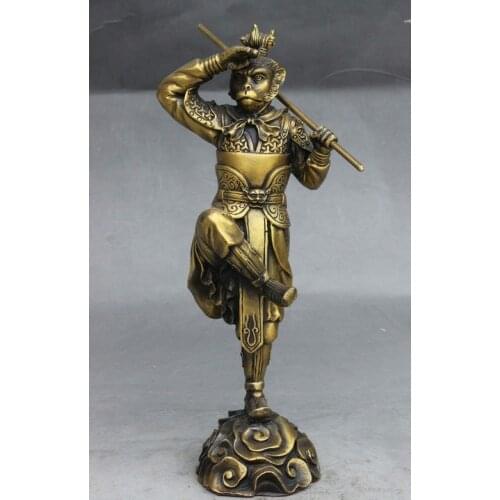 11" China Bronze Ancient Myth Journey to the West Sun Wukong Monkey King Statue 28CM