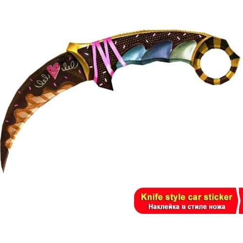 17CM*8CM Car Stickers for CS GO Skin Knife Machete Fashion Love Decals Window Laptop Bumper Creative Car Decal Waterproof