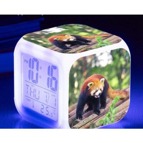 2020 7 Color Glowing LED Digital Alarm Clock New Cute Raccoon Alarm Clock Kids room Multifunctio Night light Electronic Clock