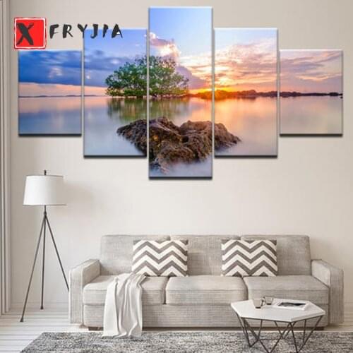 5pcs 5d Diy diamond painting Natural sunset island landscape full square drill embroidery rhinestone painting diamond mosaic