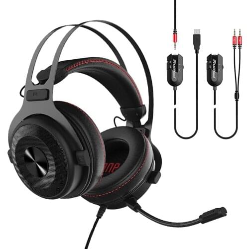 Ajazz Wired Gaming Headset 7.1 Surround Sound Memory Foam Ear Pads 53MM Drivers Noise Cancelling Microphone PC Latpop Headphones