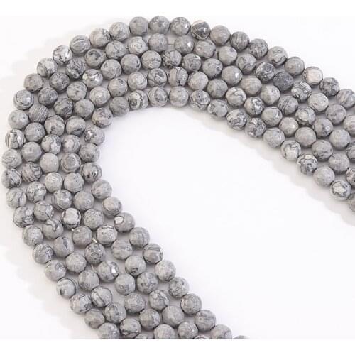 Xinyao 15" Strand Fashion Natural Stone Beads Grey And White Picasso Loose Stone Beads For Jewelry Making Bracelet Necklace