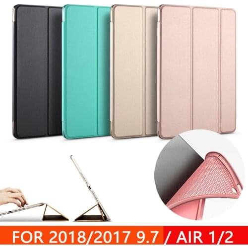 2019 Case for New iPad 9.7 inch 2017 2018 Air 1 Air 2 Funda Soft silicone bottom Back PU Leather Smart Cover Auto Sleep