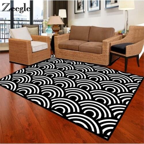Zeegle Black White Carpets For Living Room Anti-slip Office Chair Floor Mats Bedroom Area Rug Parlor Study Room Large Carpets