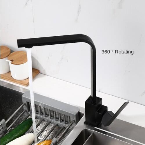 Black Matt 360 Degree Rotation Kitchen Faucets Brass Water Filter Tap Hot and Cold Water Crane Sink Tap Mixer Kitchen Fixture