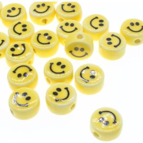 CHONGAI Ceramic Oblate Smile Beads For DIY Bracelet Necklace Accessories 10mm
