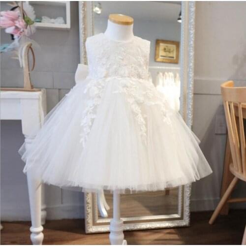 New Birthday Baby Dress Floral Tulle Baby Girl Christening Gowns Infant Baptism Dresses Newborn Girl Tulle Wedding Dress