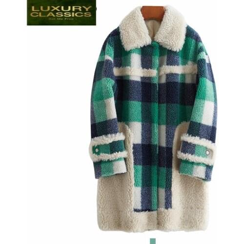 Fur Real 100 % Coat Female Winter Warm Jacket Women Clothes 2021 Korean Vintage Long Sheep Shearing Coats Elegant Fur Top 331006