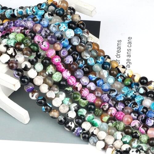 Wholesale Natural Stone Beads Fire Agates Turquoises Loose Spacer Beaded Charm Necklace For Women DIY Jewelry Making Accessories