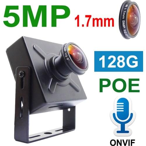JIENUO 5MP Panoramic Mini POE Ip Camera Audio Cam 128G Cctv Security Surveillance 1.7mm High Definition Onvif Video Home Camera