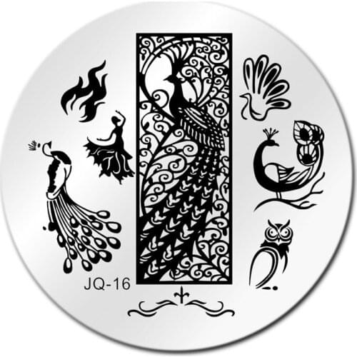 Peacock OWL Nail Art Stamping Template Image Plate JQ16 Nail Stamping Plates Manicure Stencil Set For Nail 3D Steel Stamping