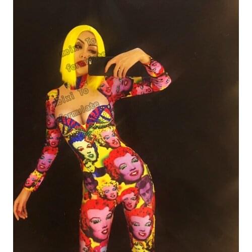 Color Marilyn Monroe rhinestones sexy elastomer nightclub concert singer dancer costume