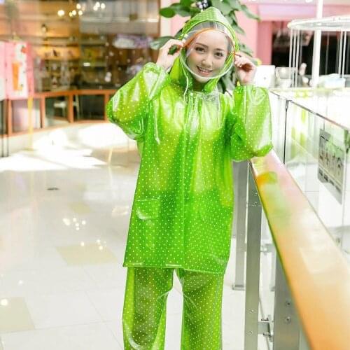 2020 New Fashion Womens Transparent Eva Plastic Girls Raincoat Travel Waterproof Rainwear Adult Poncho Outdoor Rain Coat