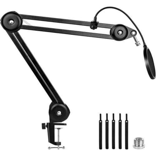Microphone Stand,Studio Microphone Arm,with Blowout Net, Conversion Head and Cable Tie,for Snowball,Radio,Games,Etc