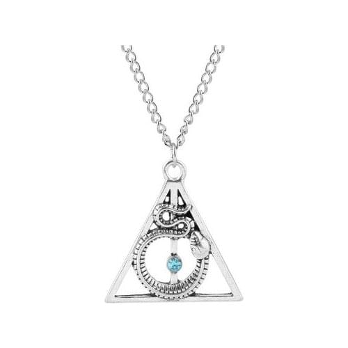 Harried Hogwarrts The Deathly Hallows Alloy Metal Necklace Pendants Potter Luna Triangle Jewelry Gift For Women Men